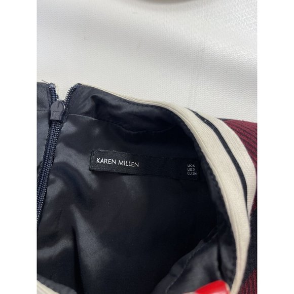 Karen Millen Red and Black Geometric Dress - Picture 2 of 9